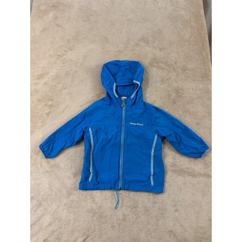 Mont-bell Windbreaker Jacket Baby 90 Size 9 Blue Hooded Nylon‎ Shell